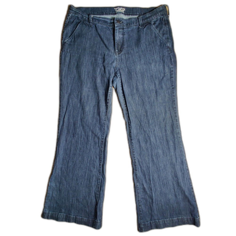 Old Navy Flirt Women's Jeans Size 14 Regular Wide Leg Blue Denim Stretch